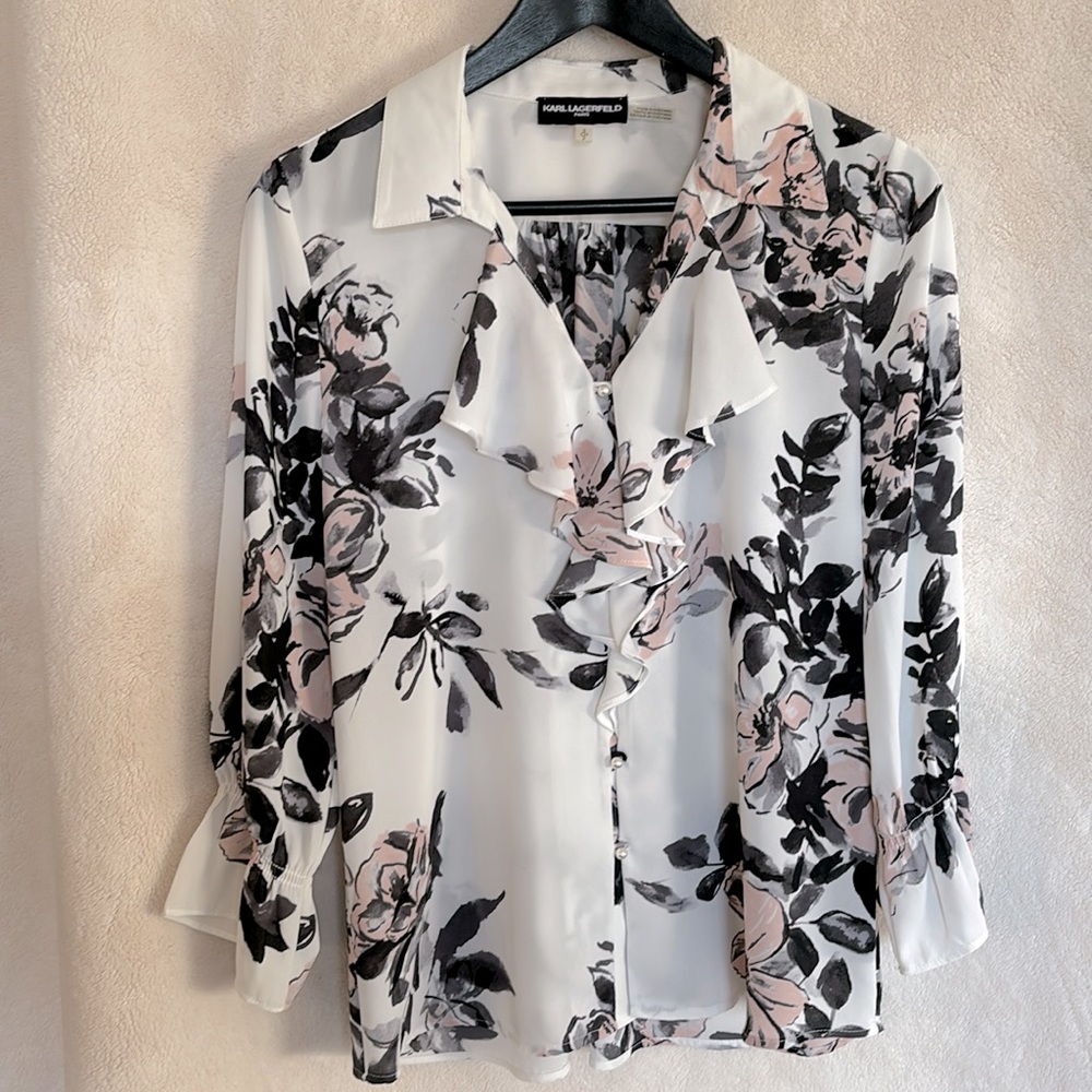 Karl Lagerfeld Paris White Floral Size Small